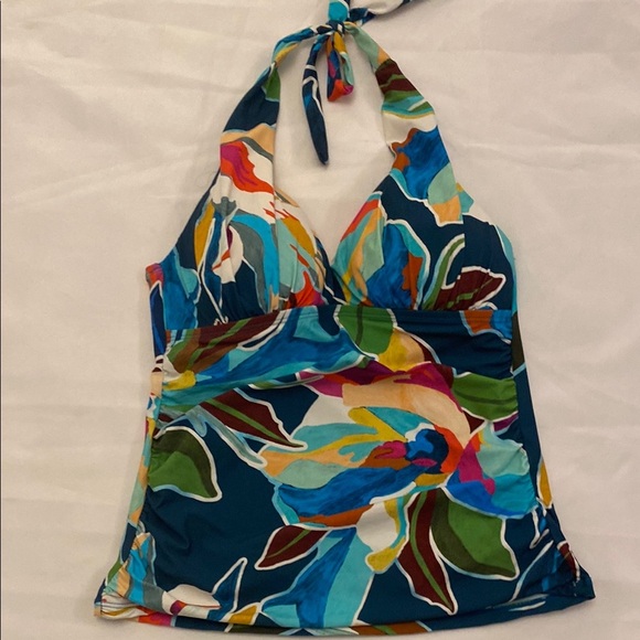 LA-BLANCA Women Swim Tankini
Hipster Floral Neck Top Size 4 - Picture 1 of 9
